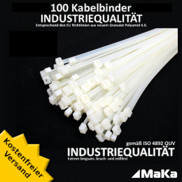 100 Stck = 1 VPE -Kabelbinder - 740 x 4,8 mm Industriequalitt Natur