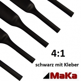 1 METER SCHRUMPFSCHLAUCH SCHWARZ 4:1 MIT KLEBER  6,0 MM