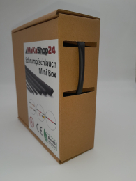 Spenderbox  4,8 > 1,6 mm    Lnge: 12 Meter - Mini Box Schrumpfschlauch schwarz 3:1 mit Kleber