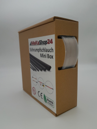 Spenderbox  19,1 > 6,4 mm  Lnge: 8 Meter - Mini Box Schrumpfschlauch transparent 3:1 mit Kleber