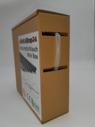 Spenderbox  4,8 > 1,06 mm    Lnge: 12 Meter - Mini Box Schrumpfschlauch transparent 3:1 mit Kleber