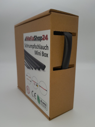 Spenderbox  9,5 > 3,2 mm    Lnge: 7 Meter - Mini Box Schrumpfschlauch schwarz 3:1 mit Kleber