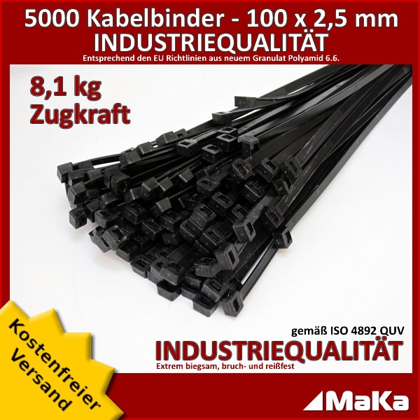 Kabelbinder schwarz 100x2.5 mm 50 Stück kaufen bei JUMBO